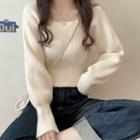 Plain Knitted Square-neck Sweater