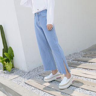 Side Slit Wide-leg Jeans