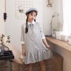 Tie Neck Contrast Trim Check Shirt