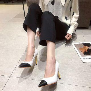 Two-tone Pointed High-heel Pumps