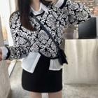 Patterned Sweater / Plain Shirt / Mini A-line Skirt