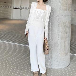 Front-accent Tube Top / Cardigan / Pants