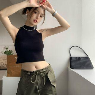 Halter-neck Crop Top / Low Rise Wide Leg Pants