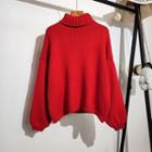 Cropped High-neck Loose-fit Sweater