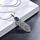 Rhinestone Feather Pendant Necklace
