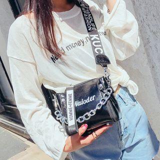 Glitter Chained Lettering Crossbody Bag