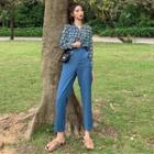 Heart Printed Long-sleeve Shirt / Straight-cut Pants