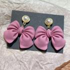 Bow Drop Ear Stud 1 Pair - Pink - One Size
