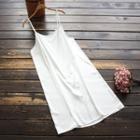 Plain Spaghetti Strap Dress White - One Size