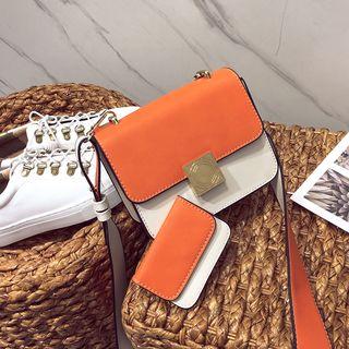 Set: Color Panel Crossbody Bag + Coin Purse