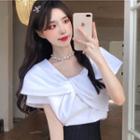 Short-sleeve Twist-front T-shirt White - One Size