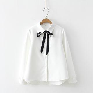 Tie-neck Fleece-lined Shirt