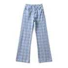 High Waist Plaid Wide Leg Jeans