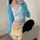 Tie Dye Mini Skirt / Camisole Top / Cardigan