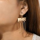 Alloy Rectangular Fringed Earring 1 Pair - Gold - One Size