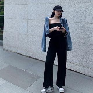 Strapless Straight Leg Jumpsuit Black - One Size