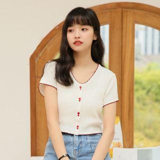 Cropped Contrast-trim Top
