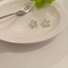 Polka Dot Flower Glaze Dangle Earring 1 Pair - Silver Earring - One Size
