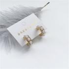 Faux Pearl Rhinestone Open Hoop Earring 1 Pair - Earring - One Size