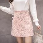 High Waist Woolen A-line Skirt