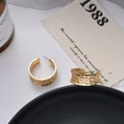 Embossed Ear Stud 1 Pair - Gold - One Size