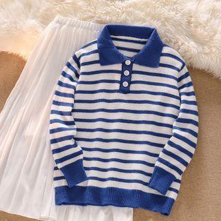 Long-sleeve Striped Sweater / High-waist Skirt