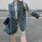 Notch Lapel Single-breasted Ruffled Vest / Plain Sweatshirt