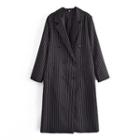 Double-breasted Pinstriped Midi Coat