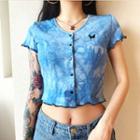 Short-sleeve Tie Dye Buttoned Top