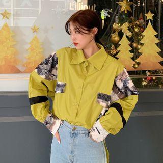Long-sleeve Print Panel Shirt