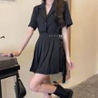 Set: Short-sleeve Shirt + Pleated A-line Skirt
