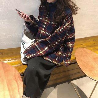 Plaid Oversize Sweater / Midi Skirt