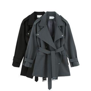 Double Breasted Crop Trench Coat