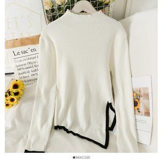 Asymmetrical Mock-neck Knit Top