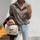 Satin Leopard Shirt Brown - One Size