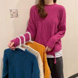 Mock Two-piece Panel Cable-knit Sweater