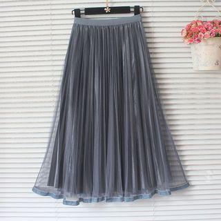 A-line Midi Velvet Accordion Pleat Skirt