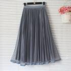 A-line Midi Velvet Accordion Pleat Skirt