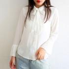 Ribbon Bow Chiffon Shirt White - S