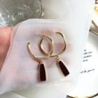 Bar Drop Earring 1 Pair - Gold & Maroon - One Size