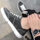Genuine Leather Lace-up Stitched Sneakers