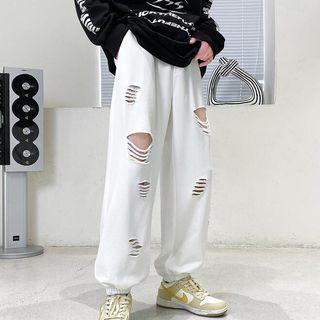 Distressed Wide Leg Jogger Sweatpants