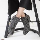 High-heel Tweed Almond-toe Ankle Boots