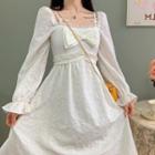 Long-sleeve Bow Front A-line Dress
