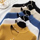 Faux Pearl Long Sleeves Knit Sweater