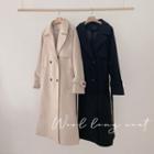 Flap Double-button Coat With Sash