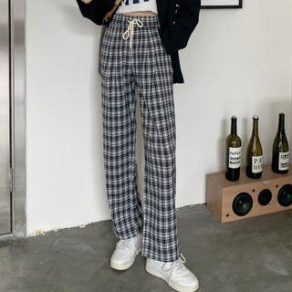 Plaid Wide-legs Pants