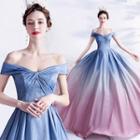 Off-shoulder Twist-front Gradient Ball Gown