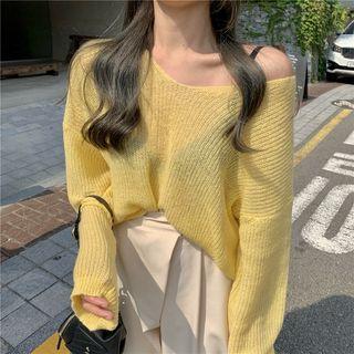 V-neck Loose-fit Plain Sweater
