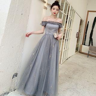 Ruffled Sequined A-line Mesh Evening Gown (various Designs)